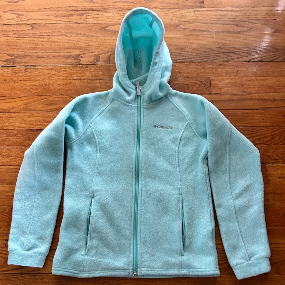 Columbia Girls Size 10/12 Zip Up Fleece Hoodie Color Teal